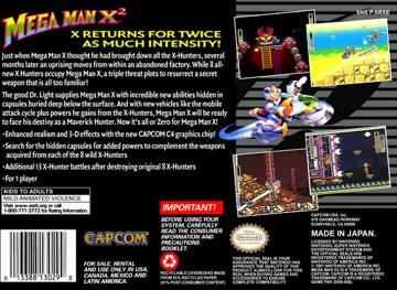 Mega Man X2 (USA) box cover back